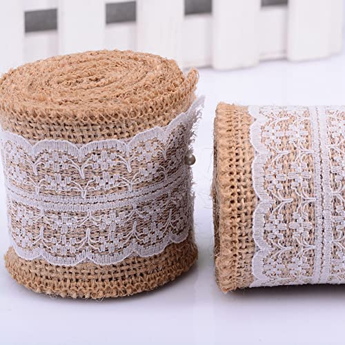 Qukaim Jute Leinen Volumen Spitze 6cm breit 2m Länge Weiß Spitze für DIY Geschenke Dekorative Lieferungen Band für Bekleidung Nähen und Stoffprojekte von Qukaim