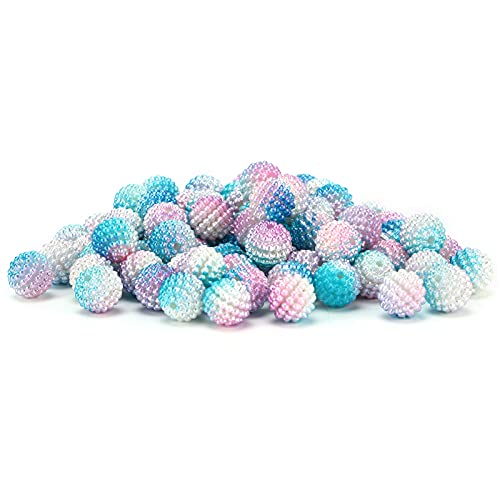 Qukaim Perlen-Set, 200 Stück, Farbverlauf, Bayberry-förmige Blasen-Perlen für DIY-Schmuckherstellung, farbige Perlglanz-Obst-Kunststoffperlen, mit Loch von Qukaim