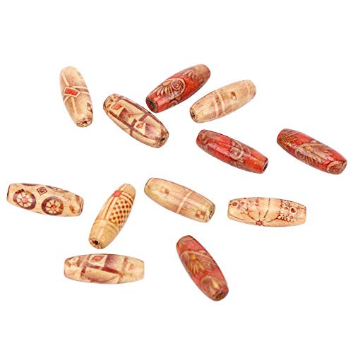 Qukaim Runde Holzperlen, bemalte Perlen für Schmuckherstellung, Armbandherstellung, ovale Form, 23 x 8 mm, Holzperlen-Set, Bastelzubehör, Schmuckzubehör, 200 Stück von Qukaim