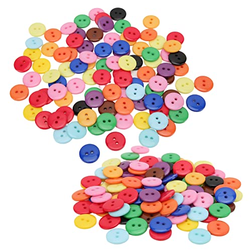 Qukaim Runde Knöpfe, 200 Stück, 2 Löcher, rund, Kunstharz, mehrfarbig, Knöpfe zum Basteln, lichtecht, Kleidungszubehör für den Haushalt, 24 L = 15,0 mm von Qukaim