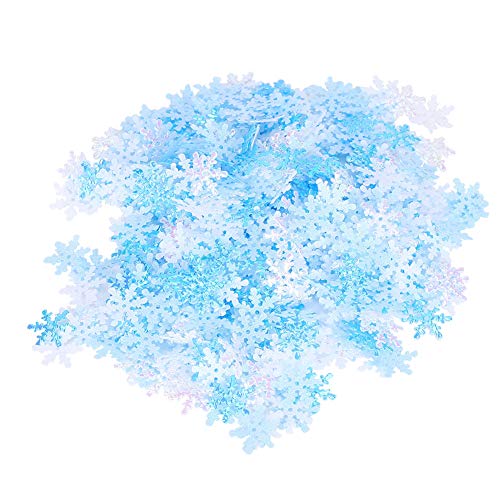 Qukaim Schneeflocken-Konfetti, Weihnachtsdekoration, Vliesstoff, blau-weiß, verschiedene Farben, 15 mm, 1 Stück von Qukaim