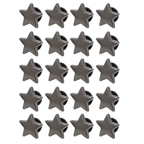 Qukaim Sternförmige Nietknöpfe, 20 Stück, schwarzes Metall, DIY, Kleidung, Schuhe, Dekoration, Zubehör mit Schrauben von Qukaim