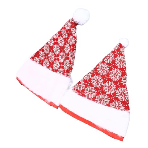 Qukaim Weihnachtsmützen-Set, 2 Stück, rot-weiße Wolle, Weihnachtsmannmützen für Feiertage, Party, leicht, dekorativ von Qukaim
