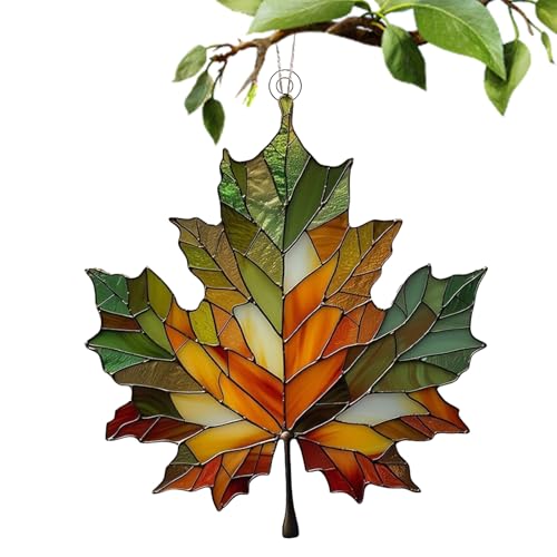 Ahornblätter-Sonnenfänger, Acryl-Ahornblatt-Ornament, Ahorn-Buntglas-Fensterdekoration, Herbst-Acrylblätter, Fensterdekoration, Herbst-Partyzubehör, für Halloween, Weihnachten, Erntedankfest von Qukoielly