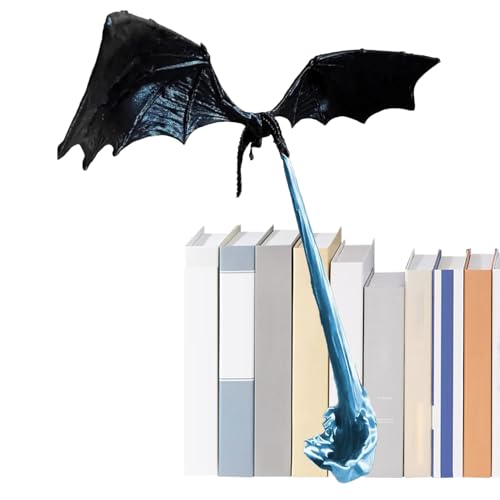 Drachenflamme Buchecke, 3D-gedruckte -Buchecken, Drachenstatue, Tischdekoration, Bücherecke, dekorative Drachenstatue, Buchstützen, Gothic-Schreibtisch-Bücherregal, für Fantasy-Liebhaber von Qukoielly