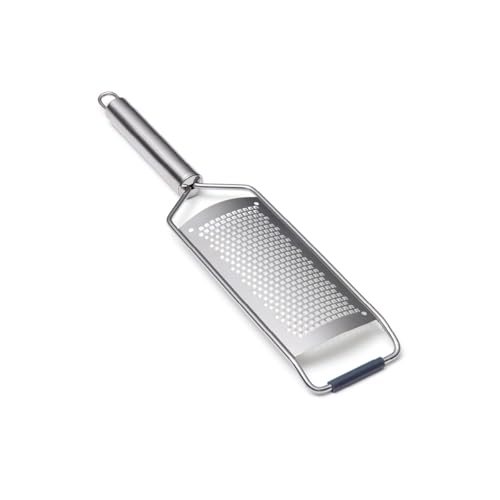 QULINART Handreibe aus 304 Edelstahl mit ergonomischem Griff, rostbeständig, ideal für Käse, Karotten, Ingwer, Schokolade – Silberfarben von Qulinart