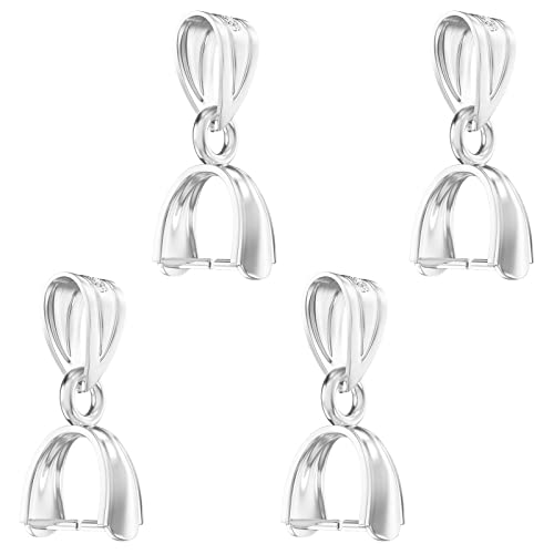 Qulltk 925 Sterling Silber Quetschbügel für Schmuckherstellung, Anhängerverschluss, 3 Größen, Anhänger-Schmuckverbinder für Halskette, baumelnd, Charm, DIY Handwerk von Qulltk
