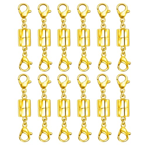 Qulltk Doppelter Karabinerverschluss, magnetische Halskettenverschlüsse und Verschlüsse, 14 Karat Gold und Silber, magnetischer Schmuckverschlüsse, Konverter für Armband, Halsketten, Verlängerung von Qulltk