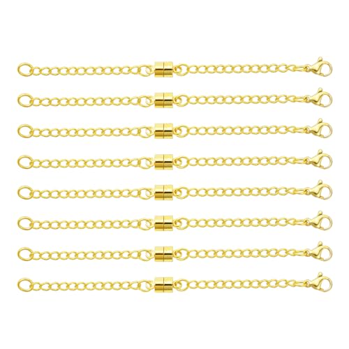 Qulltk Magnetische Halskettenverlängerung, 14 Karat Gold, verstellbare Kettenverlängerung für Halsketten, magnetische Schmuckverschlüsse und Verschlüsse für Frauen Qulltk Magnetische Halskettenverlängerung, 14 Karat Gold, verstellbare Kettenverlängerung für Halsketten, magnetische Schmuckverschlüsse und Verschlüsse für Frauen von Qulltk