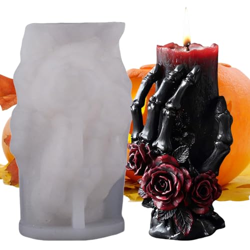 Qumiuu Halloween Schädel Kerzen Gießform,Schädel Silikonform Für Aromatherapie Kerzen Seifenherstellung - Epoxidharz Guss Aromatherapie Form Für Kinder Erwachsene Jugendliche Freunde Frauen Familie von Qumiuu