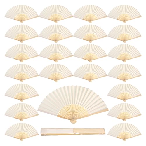 Handfächer aus weißem Papier, Bambus-Faltfächer, Handfächer, Hochzeitsfächer, gefalteter Fächer für Brautpartys, Tanzen, Partys, Kirche, Zuhause, Büro, Bühnenrequisiten in OPP-Verpackung, 60 Stück Handfächer aus weißem Papier, Bambus-Faltfächer, Handfächer, Hochzeitsfächer, gefalteter Fächer für Brautpartys, Tanzen, Partys, Kirche, Zuhause, Büro, Bühnenrequisiten in OPP-Verpackung, 60 Stück von Qunclay