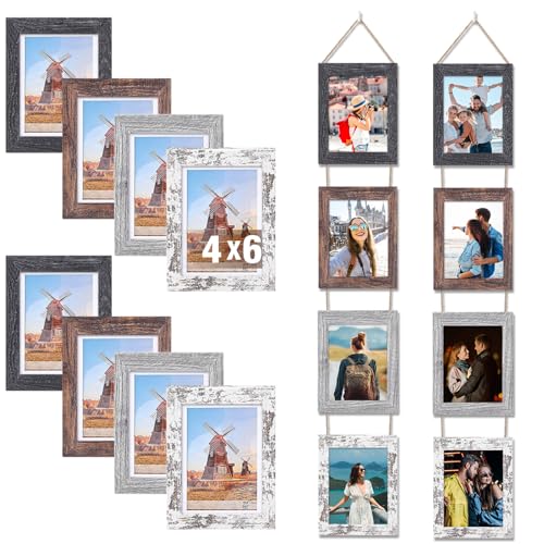 Qunclay Bilderrahmen aus Holz, für Collage, 10 x 15 cm, Geschenke für Hochzeit, Abschlussfeier, Familienfoto, 8 vertikale Collagenrahmen zum Aufhängen an der Wand, Bauernhaus, Vintage-Holzmaserung, 2 Qunclay Bilderrahmen aus Holz, für Collage, 10 x 15 cm, Geschenke für Hochzeit, Abschlussfeier, Familienfoto, 8 vertikale Collagenrahmen zum Aufhängen an der Wand, Bauernhaus, Vintage-Holzmaserung, 2 von Qunclay