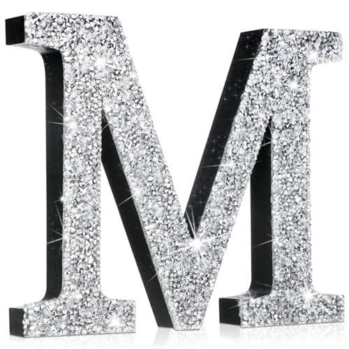 Qunclay Silberfarbene Kristall-Diamant-Bling-Buchstaben, zerkleinerte Diamant-Dekorationen, Glitzer-Buchstaben mit Schrauben und Haken, Strass-Geschenke für Hochzeit, Geburtstag, Wand, Schlafzimmer Qunclay Silberfarbene Kristall-Diamant-Bling-Buchstaben, zerkleinerte Diamant-Dekorationen, Glitzer-Buchstaben mit Schrauben und Haken, Strass-Geschenke für Hochzeit, Geburtstag, Wand, Schlafzimmer von Qunclay