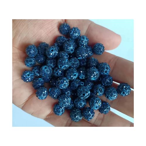 200 Stück 4 mm Marine-Blau Modelliermassen-Perlen, Runde Perlen mit Strass für Schmuckherstellung von Quninet