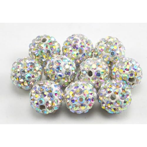 200 Stück 4mm Polymer Clay Perlen Runde Perlen mit Strass für Schmuckherstellung (Silberweiß) von Quninet