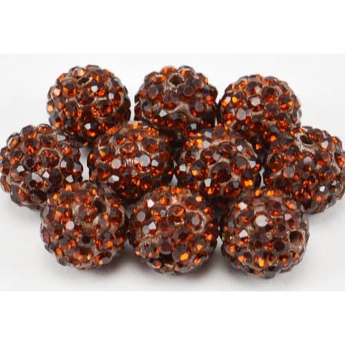 200 Stück 4mm Polymer Clay Perlen Runde Perlen mit Strass für Schmuckherstellung Runde Lose Perlen für DIY Armband Halskette Ohrringe (Burnt Orange) von Quninet