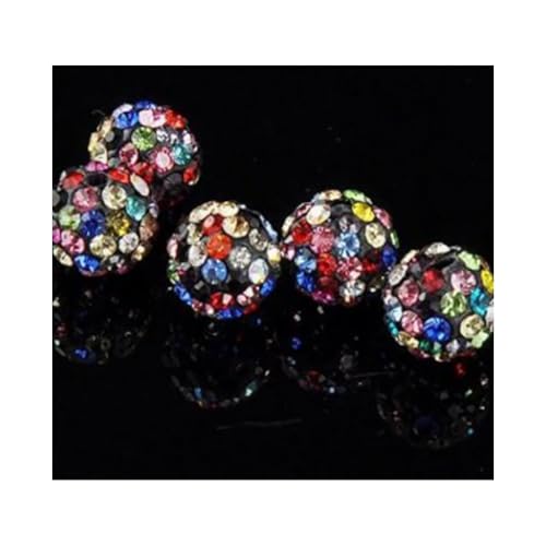 200 Stück Polymer Clay Perlen Runde Perlen mit Strass für Schmuckherstellung 4mm Runde Lose Perlen für DIY Armband Halskette Ohrringe (Dunkler Regenbogen) von Quninet