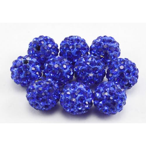 200 Stück Polymer Clay Perlen mit Strass 6mm Runde Perlen für Schmuckherstellung Lose Runde Perlen für DIY Armband Halskette Ohrringe (Dunkelblau) von Quninet
