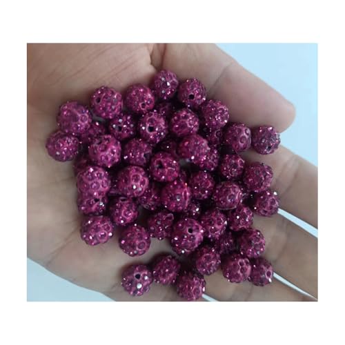 200 Stück Polymer Clay Perlen mit Strass 6mm Runde Perlen für Schmuckherstellung Lose Runde Perlen für DIY Armband Halskette Ohrringe (Fuchsia) von Quninet