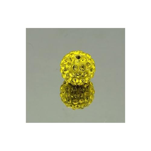 200 Stück Polymer Clay Perlen mit Strass 6mm Runde Perlen für Schmuckherstellung Lose Runde Perlen für DIY Armband Halskette Ohrringe (Gelb) von Quninet