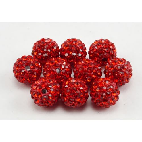 200 Stück Polymer Clay Perlen mit Strass 6mm Runde Perlen für Schmuckherstellung Lose Runde Perlen für DIY Armband Halskette Ohrringe (Rot) von Quninet