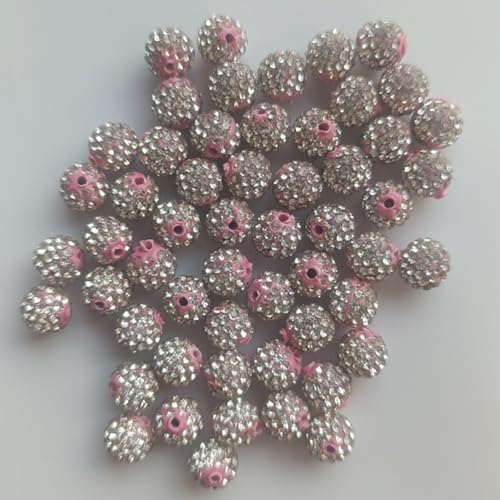 200 Stück Polymer Clay Perlen mit Strass 6mm Runde Perlen für Schmuckherstellung Lose Runde Perlen für DIY Armband Halskette Ohrringe (Silber Rose) von Quninet