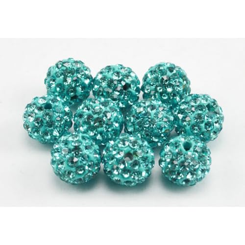 200 Stück Polymer Clay Perlen mit Strass 6mm Runde Perlen für Schmuckherstellung Lose Runde Perlen für DIY Armband Halskette Ohrringe (Türkis) von Quninet