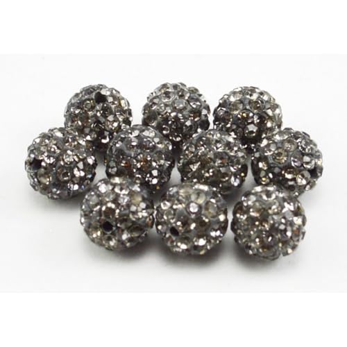200 Stück Polymer Clay Perlen mit Strass für Schmuckherstellung 4mm Runde Lose Perlen für DIY Armband Halskette Ohrringe (Grau) von Quninet