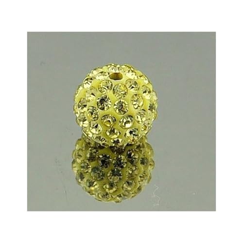 200 Stück Polymer Clay Perlen mit Strass für Schmuckherstellung 4mm Runde Lose Perlen für DIY Armband Halskette Ohrringe (Hellgelb) von Quninet