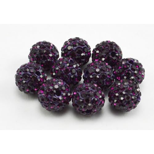 200 Stück Polymer Clay Perlen mit Strass für Schmuckherstellung 4mm Runde Lose Perlen für DIY Armband Halskette Ohrringe (Schwarzer Lavendel) von Quninet