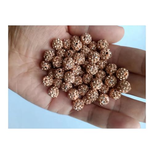 200 Stück Polymer Clay Perlen mit Strass für Schmuckherstellung 6mm Runde Lose Perlen Runde Perlen für DIY Armband Halskette Ohrringe (Karamell) von Quninet