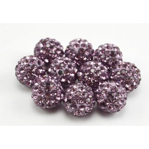 200 Stück Polymer Clay Perlen mit Strass für Schmuckherstellung 6mm Runde Lose Perlen Runde Perlen für DIY Armband Halskette Ohrringe (Lavendel) von Quninet