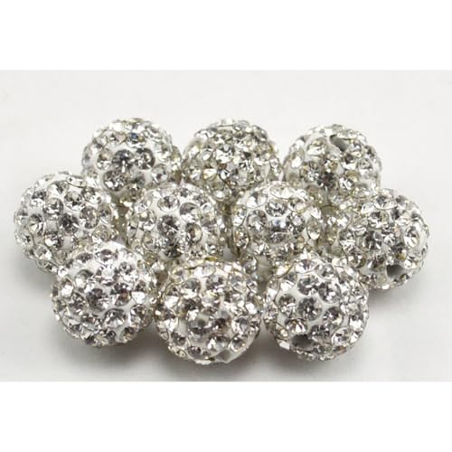 Strass-Ton-Perlen zur Schmuckherstellung, 4 mm, glänzende Kristall-Discokugeln, Polymerton, runde lose Perlen für Bastelarbeiten, Armbänder, Halsketten, Ohrringe, 200 Stück (Silber) von Quninet