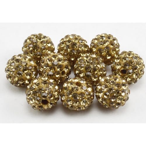Strass-Ton-Perlen zur Schmuckherstellung, 4 mm, glänzende Kristall-Discokugeln, Polymerton, runde lose Perlen für Bastelarbeiten, Armbänder, Halsketten, Ohrringe, goldfarben, 200 Stück Strass-Ton-Perlen zur Schmuckherstellung, 4 mm, glänzende Kristall-Discokugeln, Polymerton, runde lose Perlen für Bastelarbeiten, Armbänder, Halsketten, Ohrringe, goldfarben, 200 Stück von Quninet
