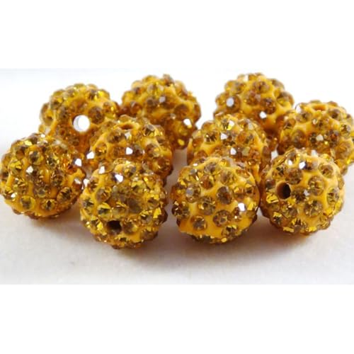 Strass-Ton-Perlen zur Schmuckherstellung, 6 mm, glänzende Kristall-Discokugeln, Polymerton, runde lose Perlen für Bastelarbeiten, Armbänder, Halsketten, Ohrringe, Gelbgold, 200 Stück Strass-Ton-Perlen zur Schmuckherstellung, 6 mm, glänzende Kristall-Discokugeln, Polymerton, runde lose Perlen für Bastelarbeiten, Armbänder, Halsketten, Ohrringe, Gelbgold, 200 Stück von Quninet