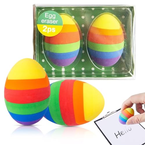 2 Stück Radiergummi Ostern, Radiergummi Osterei Radierer Deko, Radiergummi Kinder, Ostern Dekorationen, Ostern Füllung Partytüten, Osterei Deko Bunt für Ostern Kinder Geschenk von Qunkun