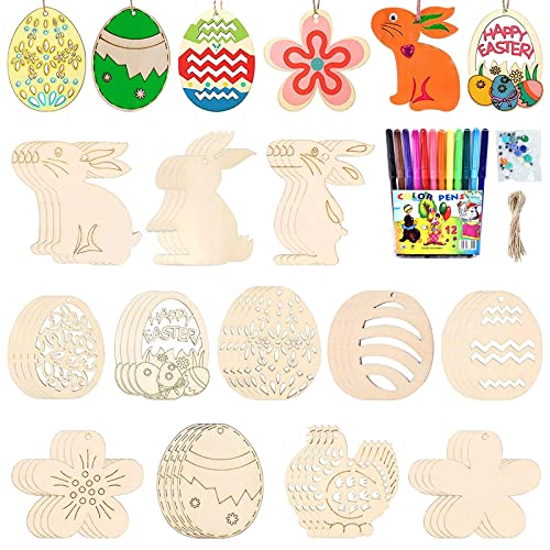 Ostern Basteln Kinder, Ostereier zum Aufhängen Holz, 144 Stk Holzanhänger Ostern Deko, Osterdeko Basteln Kinder, Osteranhänger Holz Stift+Selbstklebend Puppe Auge, Osterhase Deko, DIY Anhänger Ostern Ostern Basteln Kinder, Ostereier zum Aufhängen Holz, 144 Stk Holzanhänger Ostern Deko, Osterdeko Basteln Kinder, Osteranhänger Holz Stift+Selbstklebend Puppe Auge, Osterhase Deko, DIY Anhänger Ostern von Qunkun