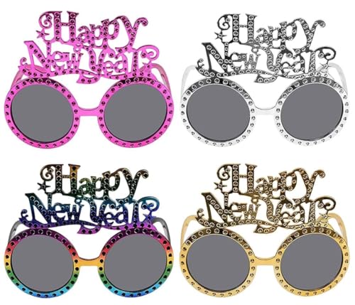 4 Paar Frohes Neues Jahr Brillen, 2025 Happy New Year Partybrillen, Silvester Deko, Glitzer Foto Requisiten Brille, Silvester Dekorationen Party Brille Neues Jahr für Silvester Party Dekoration 4 Paar Frohes Neues Jahr Brillen, 2025 Happy New Year Partybrillen, Silvester Deko, Glitzer Foto Requisiten Brille, Silvester Dekorationen Party Brille Neues Jahr für Silvester Party Dekoration von Qunkun
