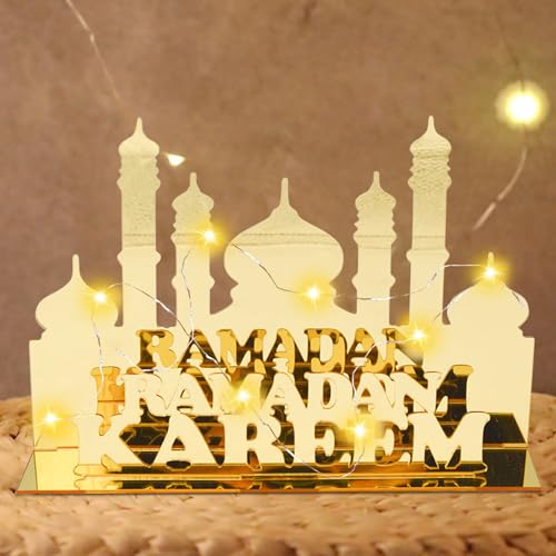 Ramadan Deko, Eid Mubarak Dekoration, Acryl Eid Mubarak Tischdekoration, LED Ramadan Licht, Muslim Islamic Nachtlichter, Mond Stern Ramadan DIY Lampe Licht, Ramadan Kareem Eid Mubarak Dekoration von Qunkun