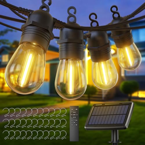 Quntis 31m Lichterkette Außen Solar, 30 IP65 bruchsichere Glühbirnen mit Fernbedienung, Solar-/USB-C-Ladung, Timer Auto-Dimmen, Wasserdichte Solar Lichterkette Outdoor Garten Balkon Terrasse Party Hof von Quntis