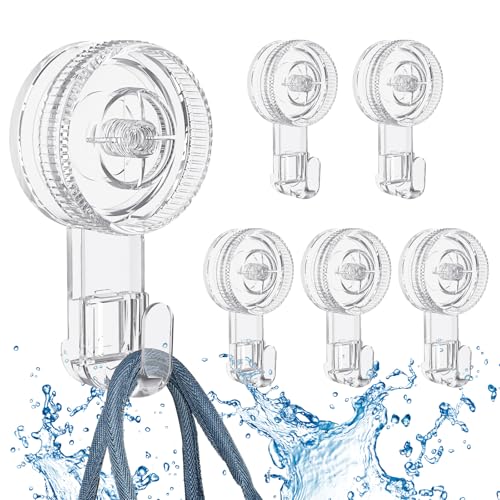 Quntis 6Pack Saugnapf Haken Ohne Bohren Saughaken Extra Stark 5KG Blastbar Kombination aus Kleber Vakuum Wasserdicht für Fenster Bad Küche Transparent von Quntis