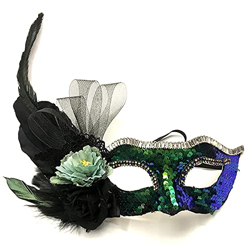 Quoohome Damen Maske Christmas/Halloween/Maskerade / Party / Ball Prom / Mardi Gras / Hochzeit /Wanddekoration,Venedig Catwalk Federmaske-Grün von Quoohome