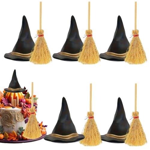 Quorvex Mini Hexenhut, Schwarze Hexenhüte Mit Reisigbesen, Deko Für Kindergeburtstage Und Puppenstuben von Quorvex