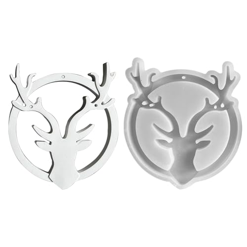 Quorvex Silikonform mit Weihnachtselch-Design – Silikonform mit Hirsch-Seifenform, leicht zu lösen, antihaftbeschichtet, Tierform für Weihnachten, Gips, Seife, Anhänger, Epoxidharz, Basteln, Kerzen von Quorvex