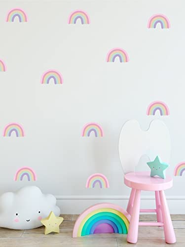 24 pastellfarbene Regenbogen-Wandaufkleber für Kinderzimmer, abnehmbare Wandkunst von QuoteMyWall