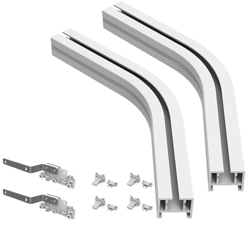 Quoya QL600/AT5810 Smart Elektrische Vorhangschiene, Aluminium, 2 x 135 Grad gebogen, funktioniert nicht mit QL500 Modell) von Quoya