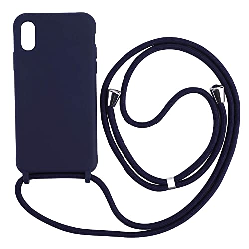 Ququcheng Kompatibel mit Samsung Galaxy A41 Hülle,Handykette Hülle Silikon Seil Necklace Handyhülle mit Kordel Tasche TPU Bumper Schutzhülle für Samsung Galaxy A41-Blau von Ququcheng
