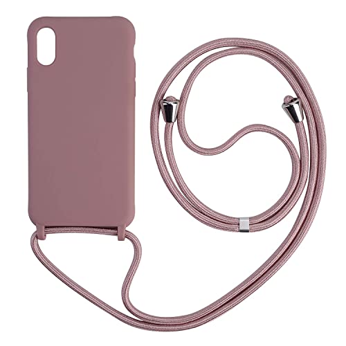 Ququcheng Kompatibel mit Samsung Galaxy A51 Hülle,Handykette Hülle Silikon Seil Necklace Handyhülle mit Kordel Tasche TPU Bumper Schutzhülle für Samsung Galaxy A51-Rosa Gold von Ququcheng