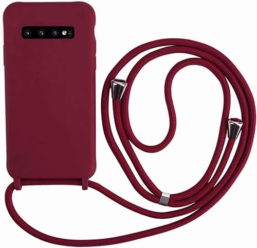 Ququcheng Kompatibel mit Samsung Galaxy S10 Hülle,Handykette Hülle Silikon Seil Necklace Handyhülle mit Kordel Tasche TPU Bumper Schutzhülle für Samsung Galaxy S10-Rot von Ququcheng