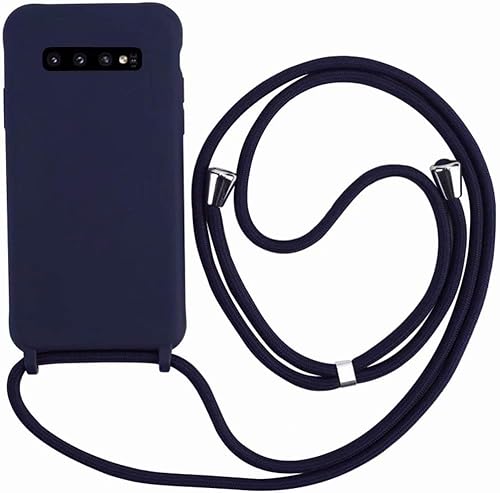 Ququcheng Kompatibel mit Samsung Galaxy S10 Plus Hülle,Handykette Hülle Silikon Seil Necklace Handyhülle mit Kordel Tasche TPU Bumper Schutzhülle für Samsung Galaxy S10 Plus-Blau von Ququcheng